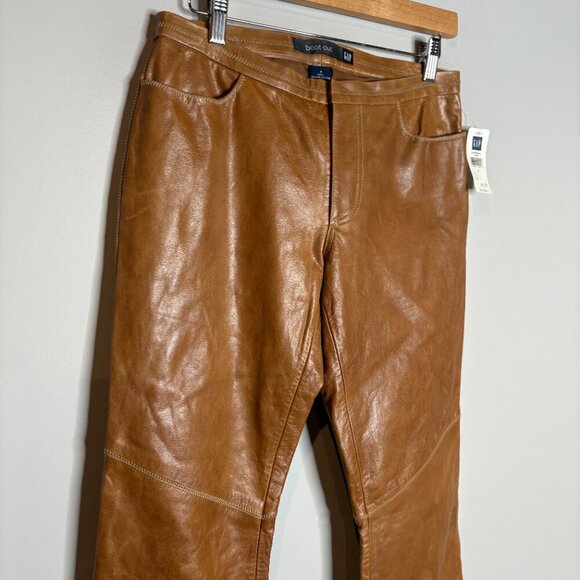 NWT Deadstock Y2K Gap Low Rise Tan Leather Pants - Picture 2 of 6
